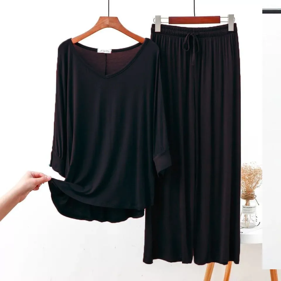 2Pc V-Neck Casual lounge wear set