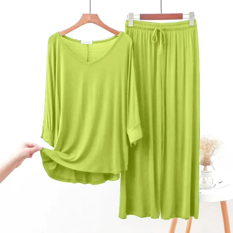 2Pc V-Neck Casual lounge wear set