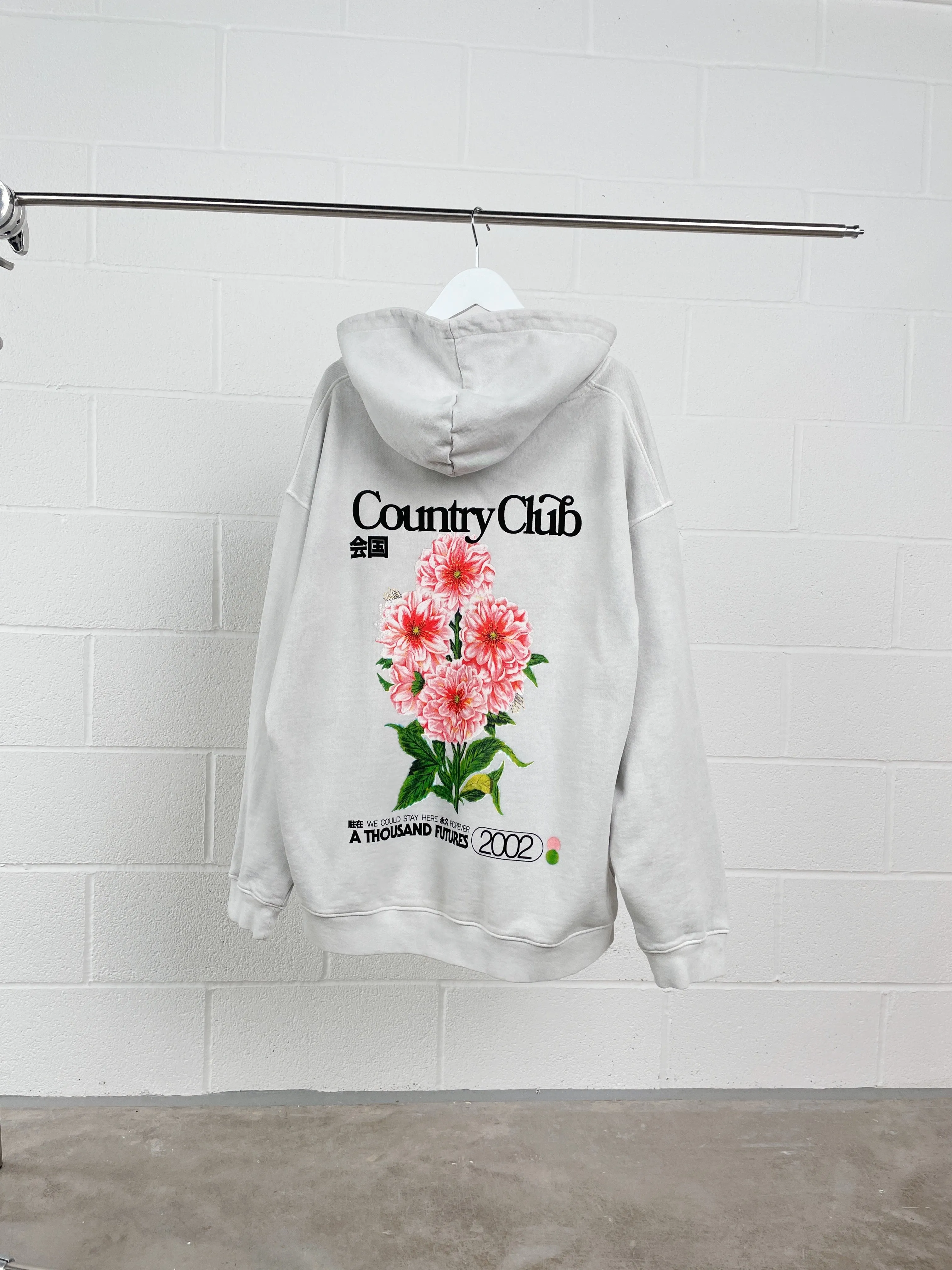 A Thousand Futures x GK 'Country Club' Vintage Washed Hoodie - Ash Grey