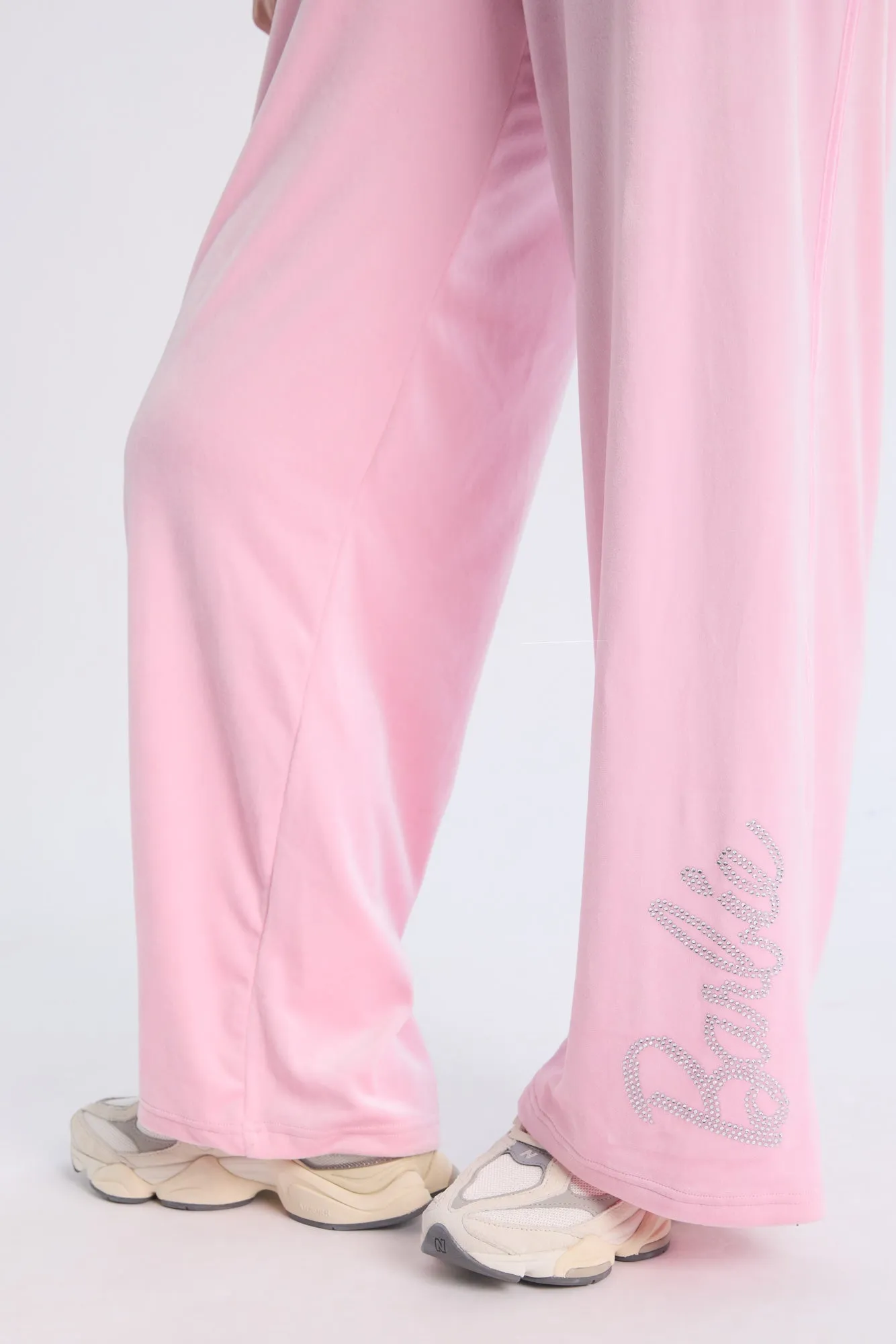 Barbie Rhinestuds Velour Zip-Up Hoodie And Sweatpants 2-Piece Set