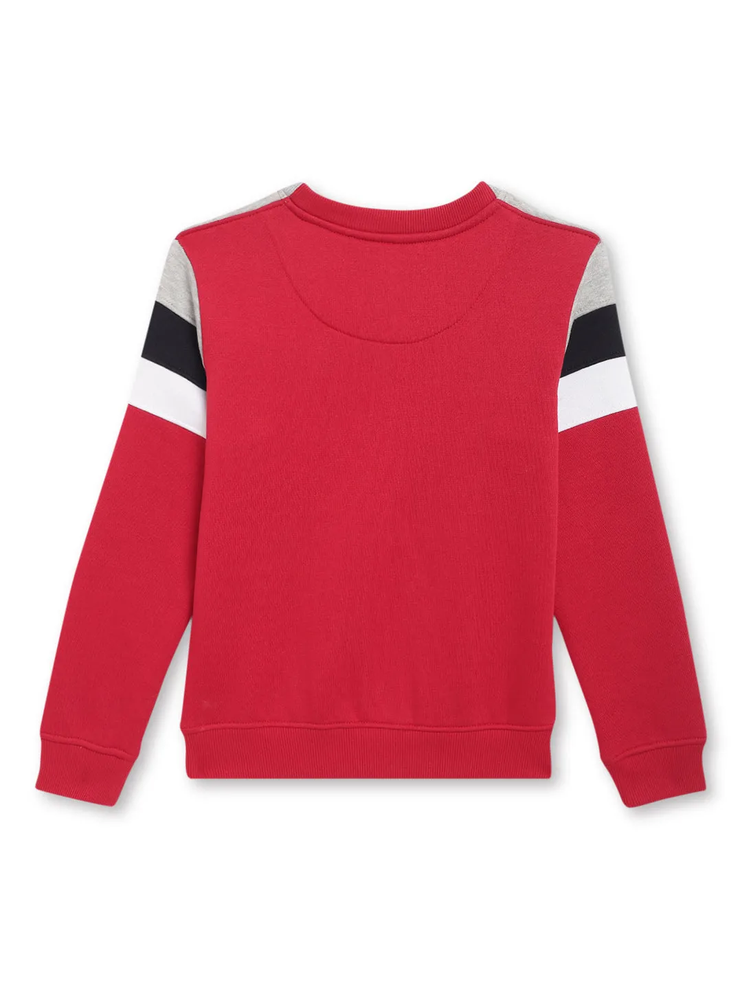 Boys Casual Red Full Sleeve Pullover Sweatshirt