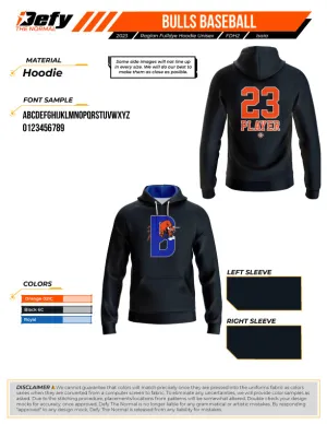 Bulls Baseball Black Full Dye Hoodie