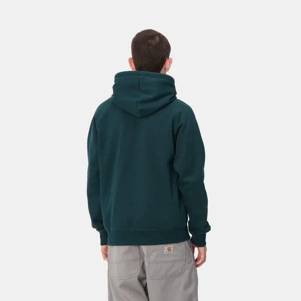 Carhartt WIP Hooded Chase Sweatshirt Duck Blue - Gold