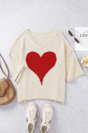 Casual Heart Knit Sweater