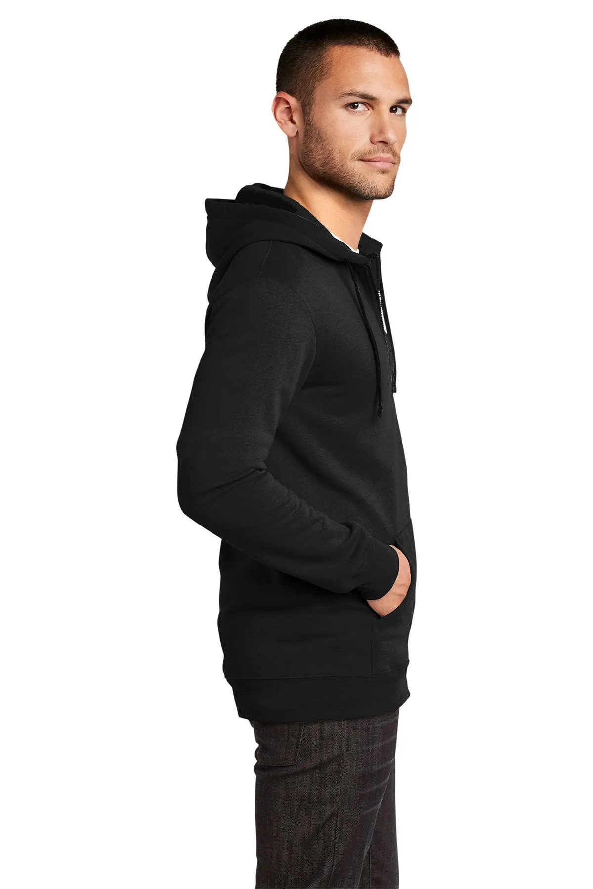 District Young Mens Concert Full-Zip Hoodies, Black