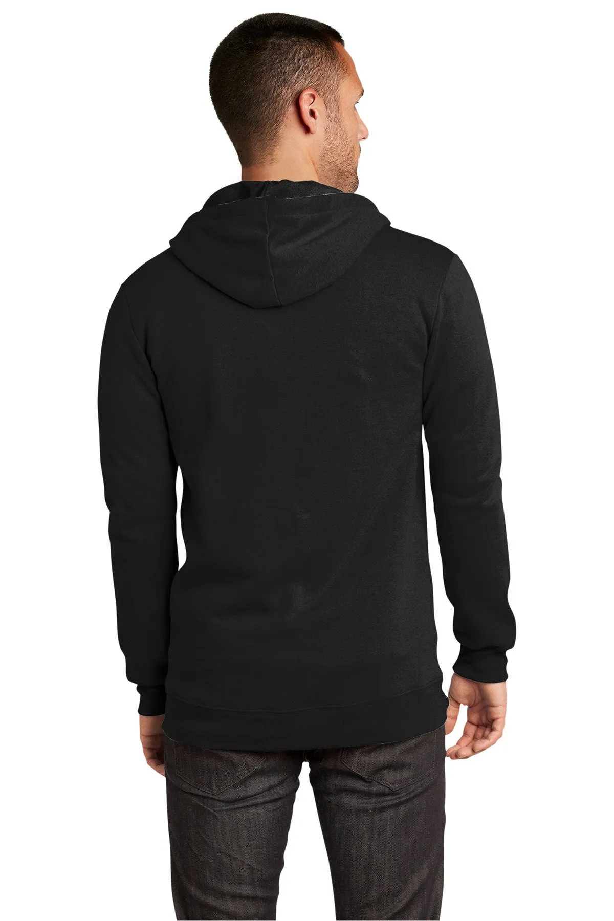 District Young Mens Concert Full-Zip Hoodies, Black