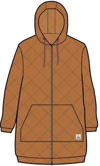 Getaway Recycled Quilted Full Zip Hoodie - Burnt Orange