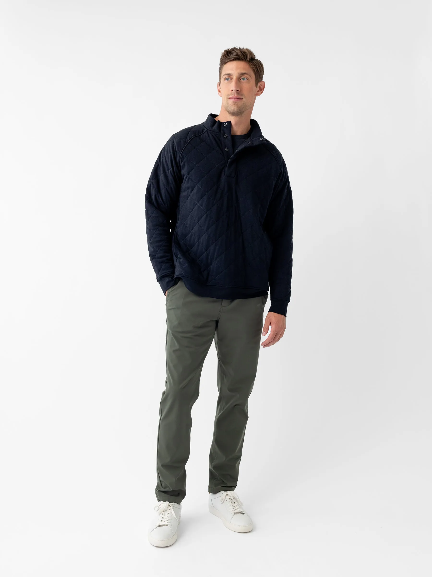 Men's Brushed Bamboo Quilted Snap Pullover