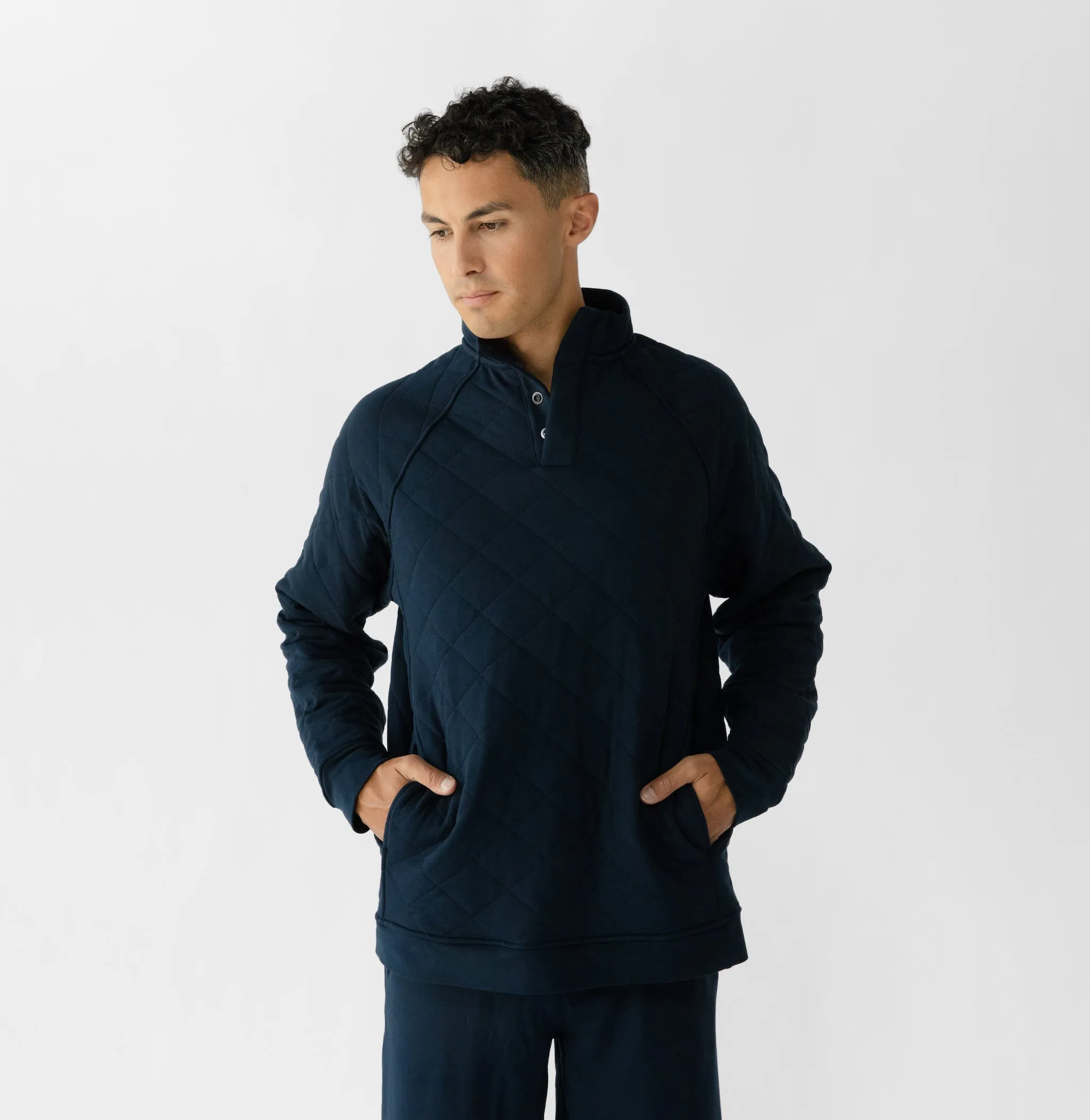 Men's Brushed Bamboo Quilted Snap Pullover