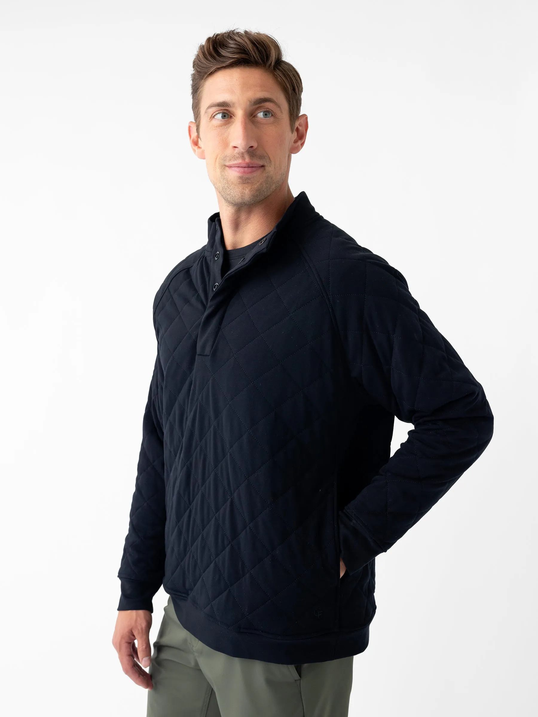 Men's Brushed Bamboo Quilted Snap Pullover