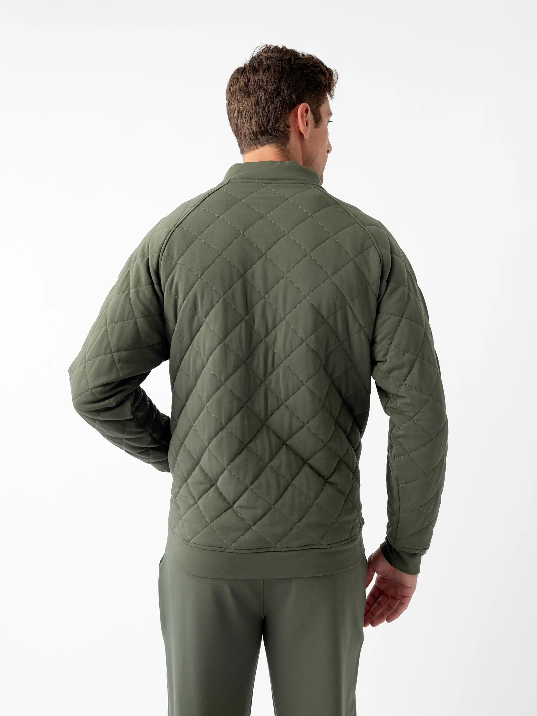 Men's Brushed Bamboo Quilted Snap Pullover