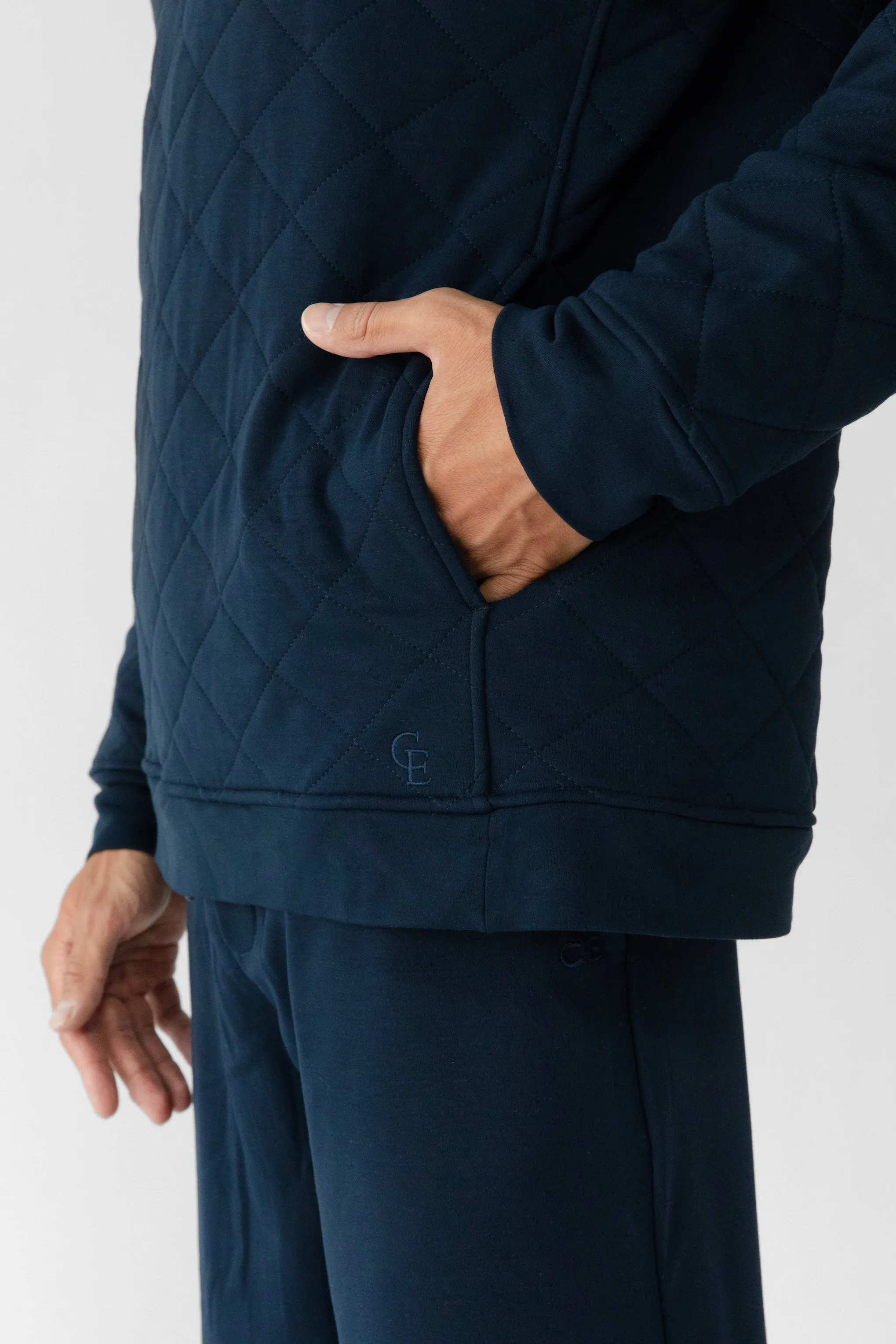 Men's Brushed Bamboo Quilted Snap Pullover