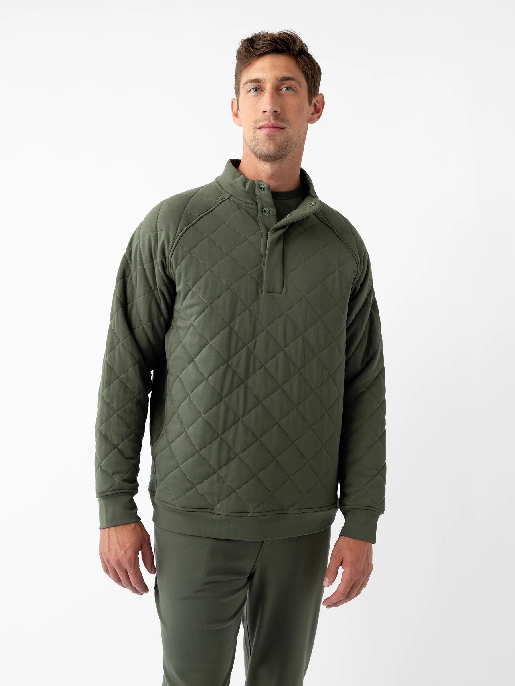 Men's Brushed Bamboo Quilted Snap Pullover