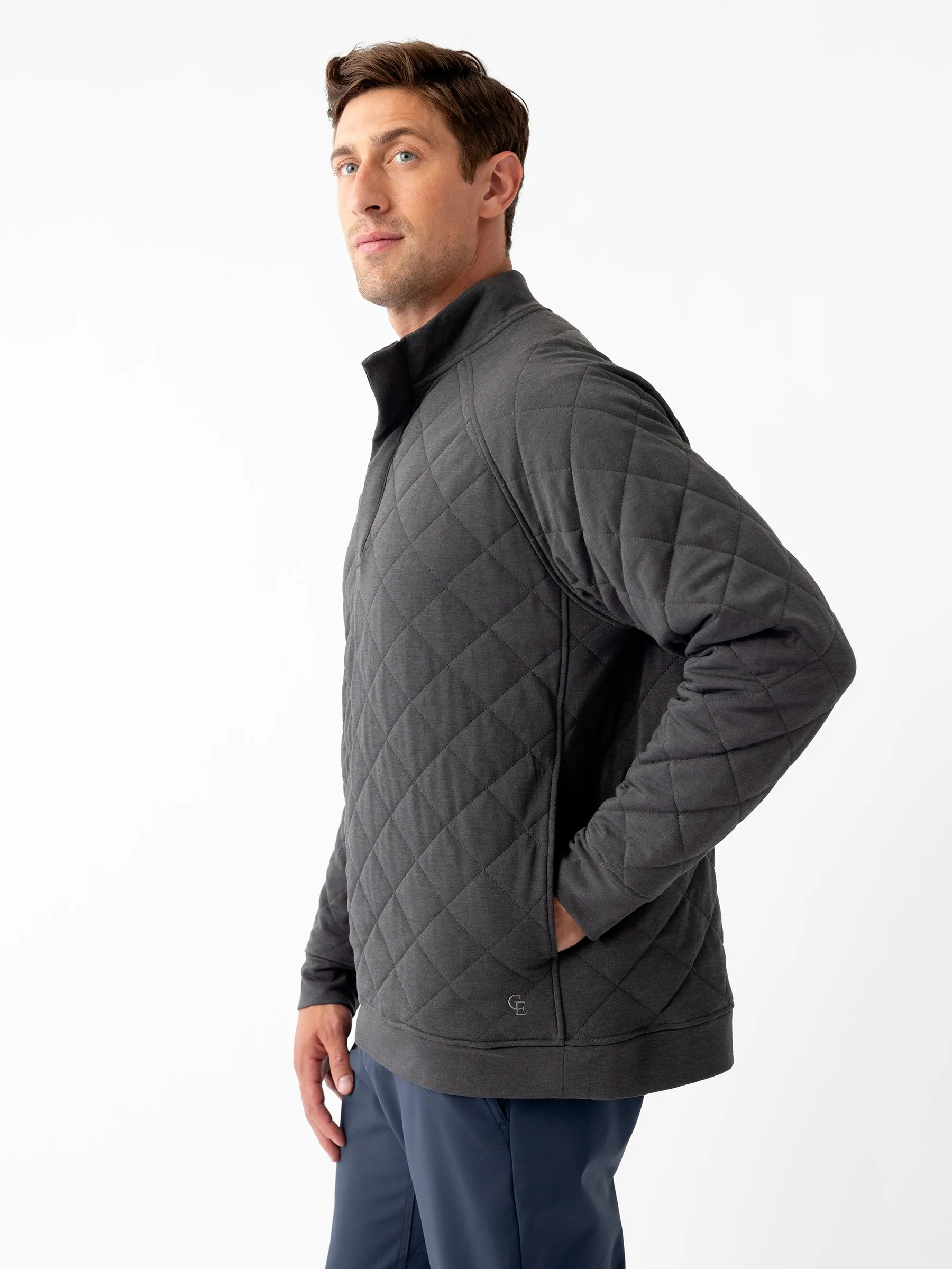 Men's Brushed Bamboo Quilted Snap Pullover