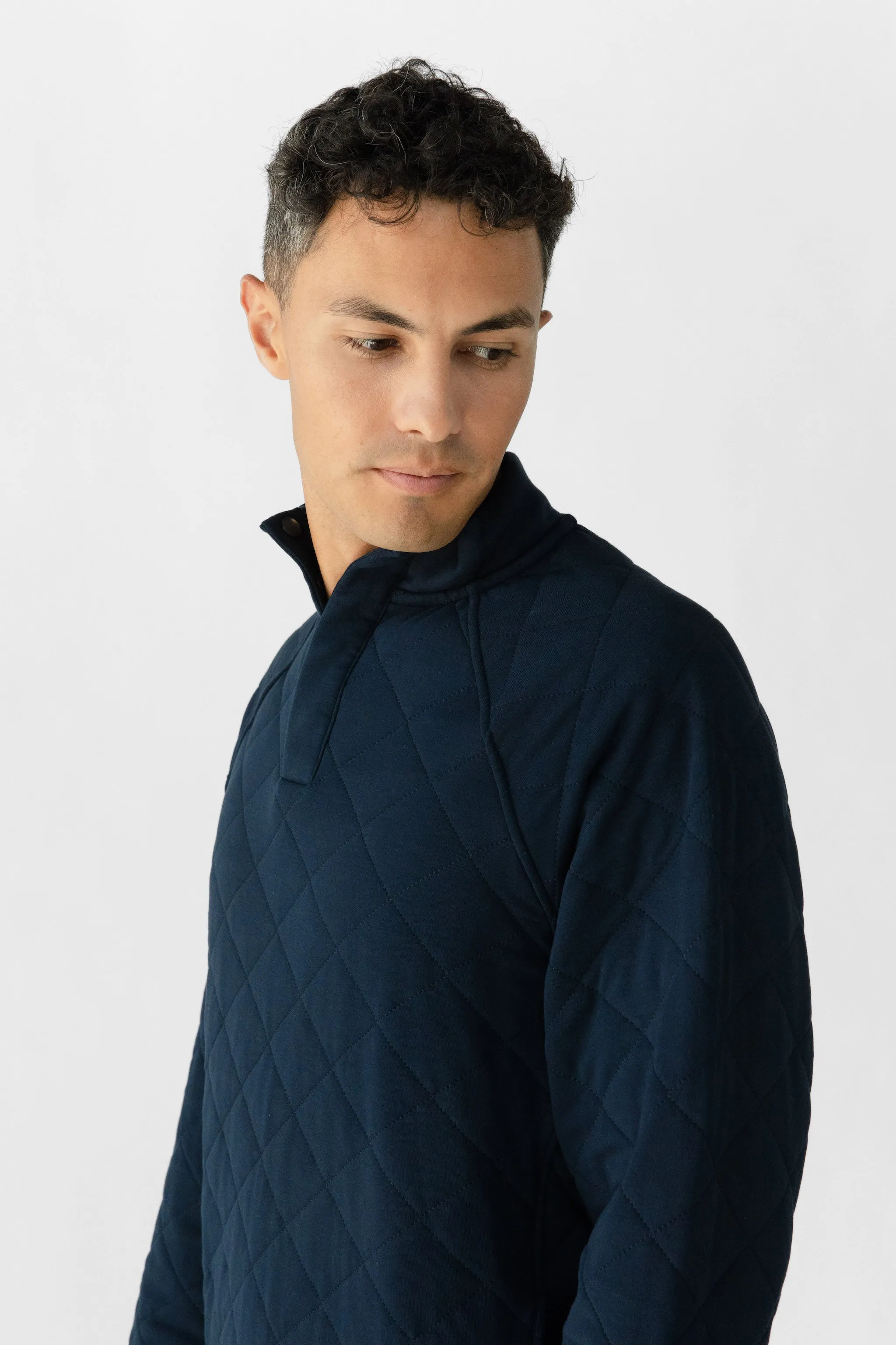 Men's Brushed Bamboo Quilted Snap Pullover