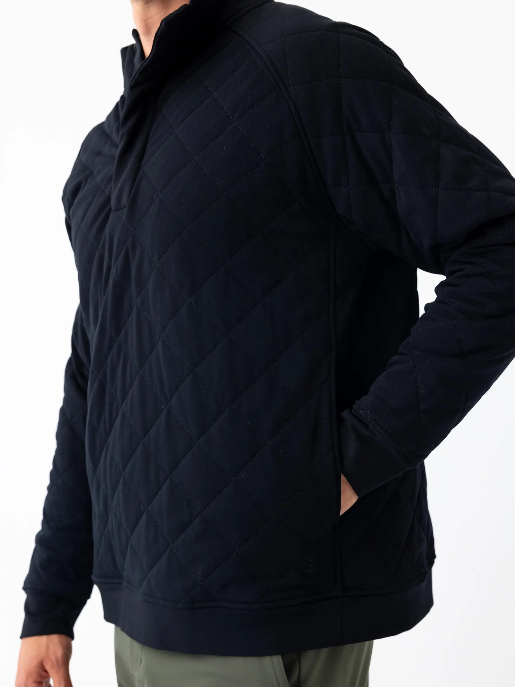 Men's Brushed Bamboo Quilted Snap Pullover
