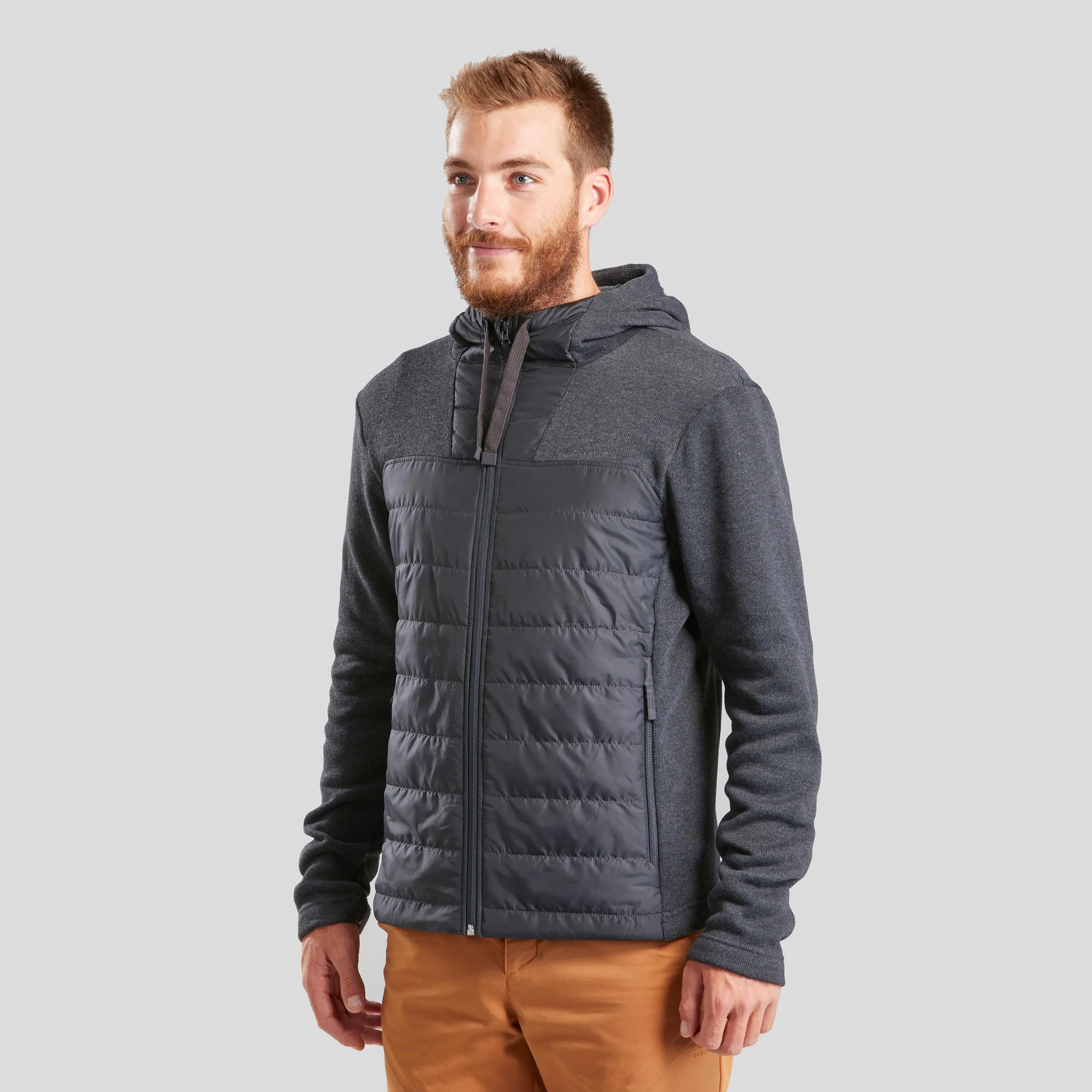 Men's hoodie Quechua NH100, black/gray