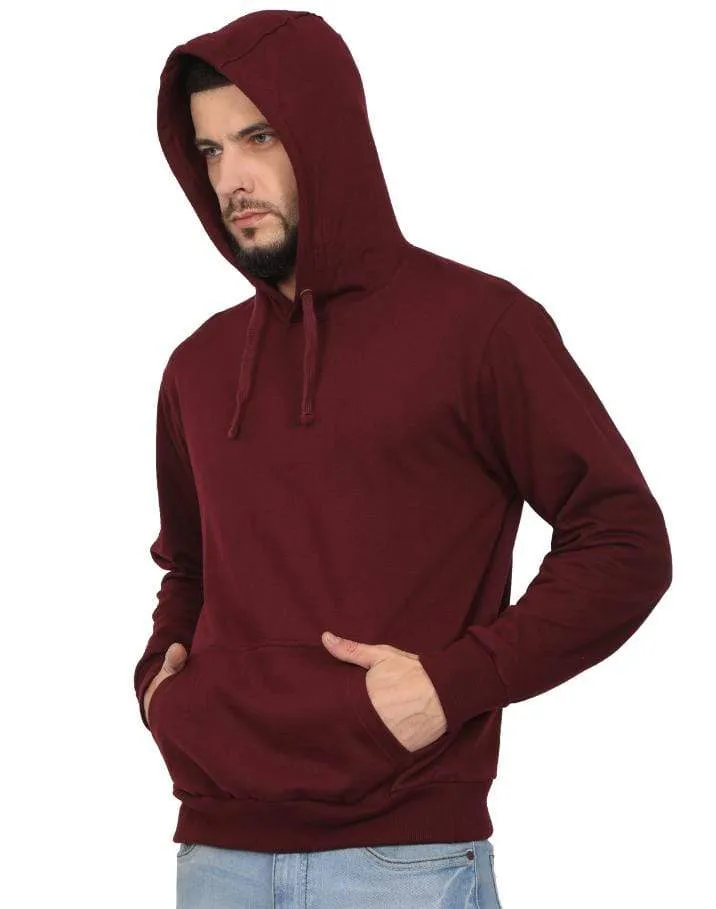 Men's Regular Fit Hooded Sweatshirt - Maroon