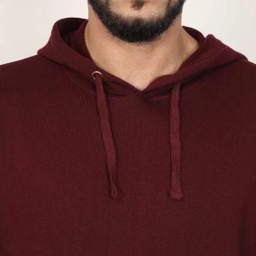 Men's Regular Fit Hooded Sweatshirt - Maroon