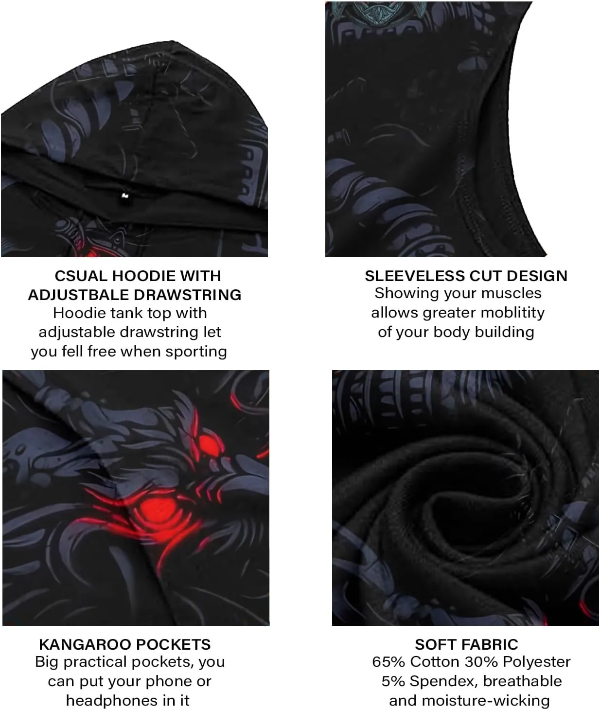 Men's Sleeveless Zip Hoodies Workout Gym Sweatshirt Muscle Fit Fashion Athletic Zip Hoodies Pullover Hooded