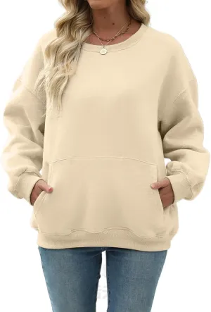 Nfison Womens Oversized Hoodies Sweatshirts Long Sleeve Casual Sweater Pullover Fall Outfits with Pocket