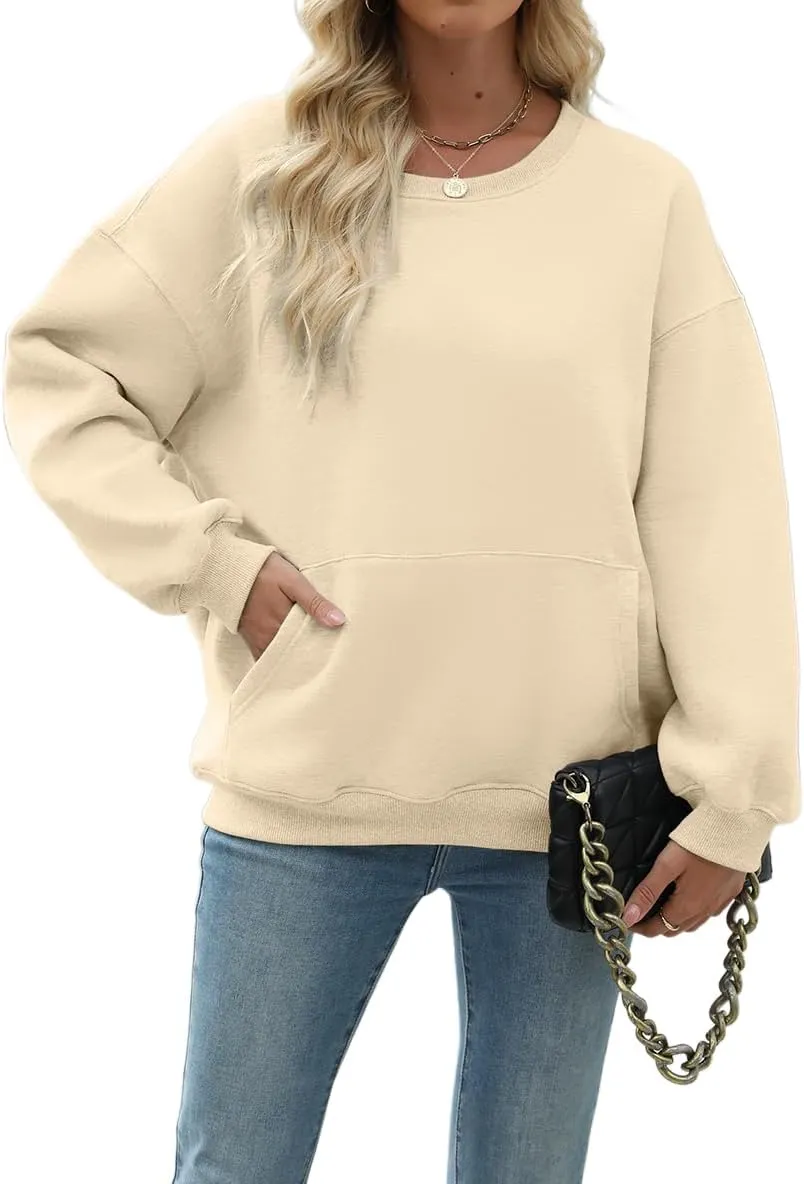 Nfison Womens Oversized Hoodies Sweatshirts Long Sleeve Casual Sweater Pullover Fall Outfits with Pocket