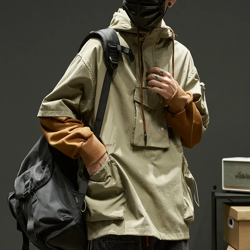 Retro Loose Fake Two-piece Hoodie