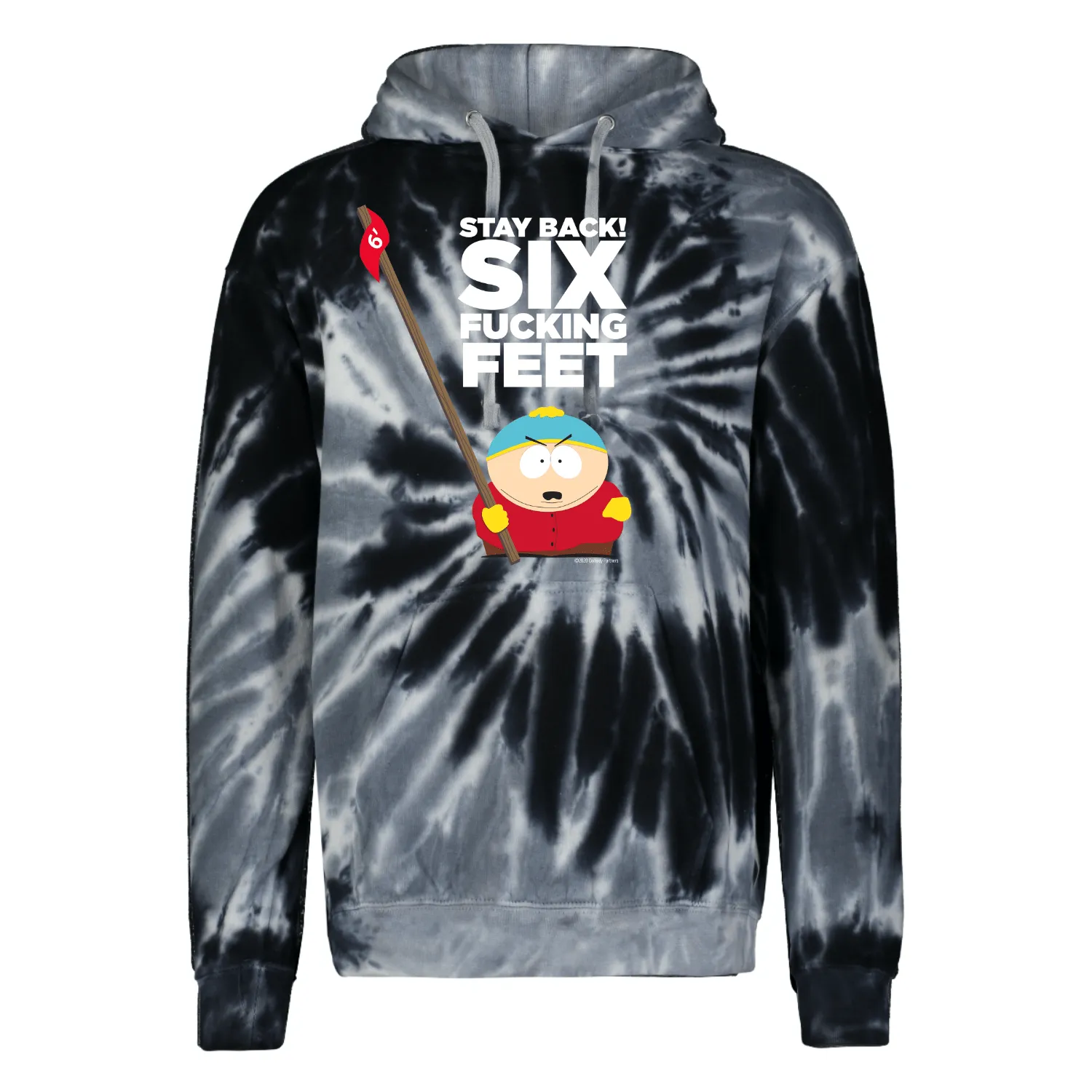South Park Cartman Stay Six Feet Back Tie-Dye Hooded Sweatshirt