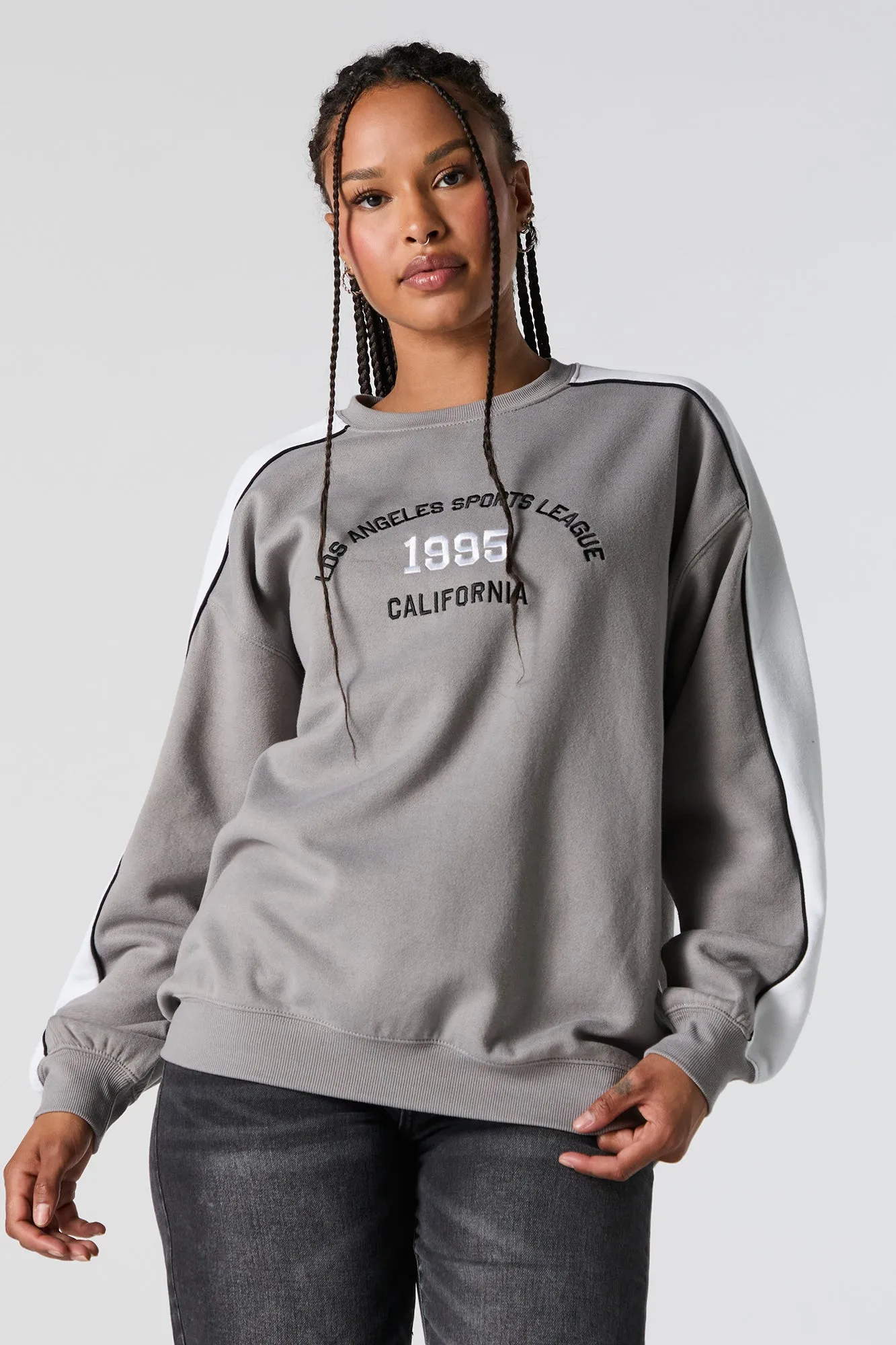Sporty Graphic Colourblock Sweatshirt
