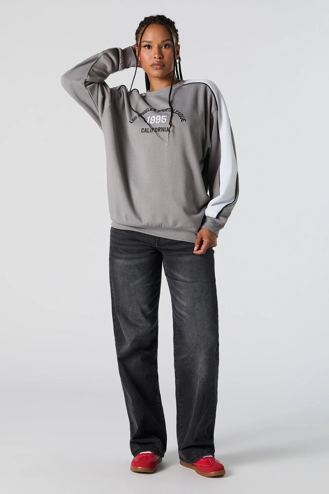 Sporty Graphic Colourblock Sweatshirt
