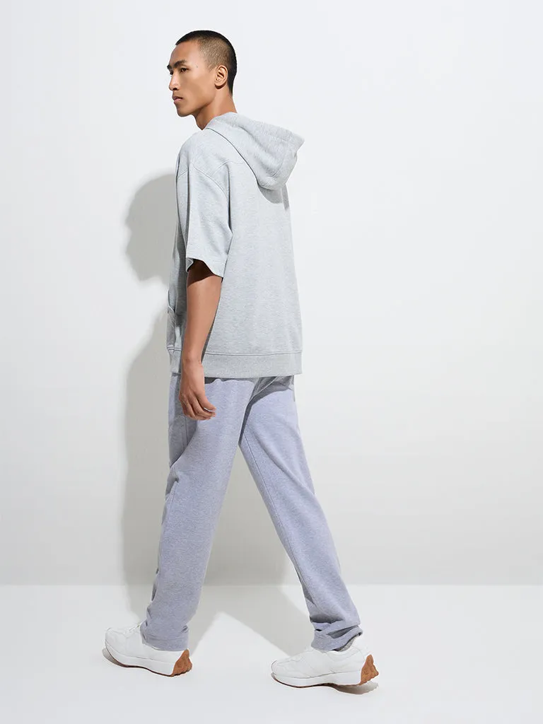Studiofit Grey Relaxed-Fit Cotton-Blend Hoodie