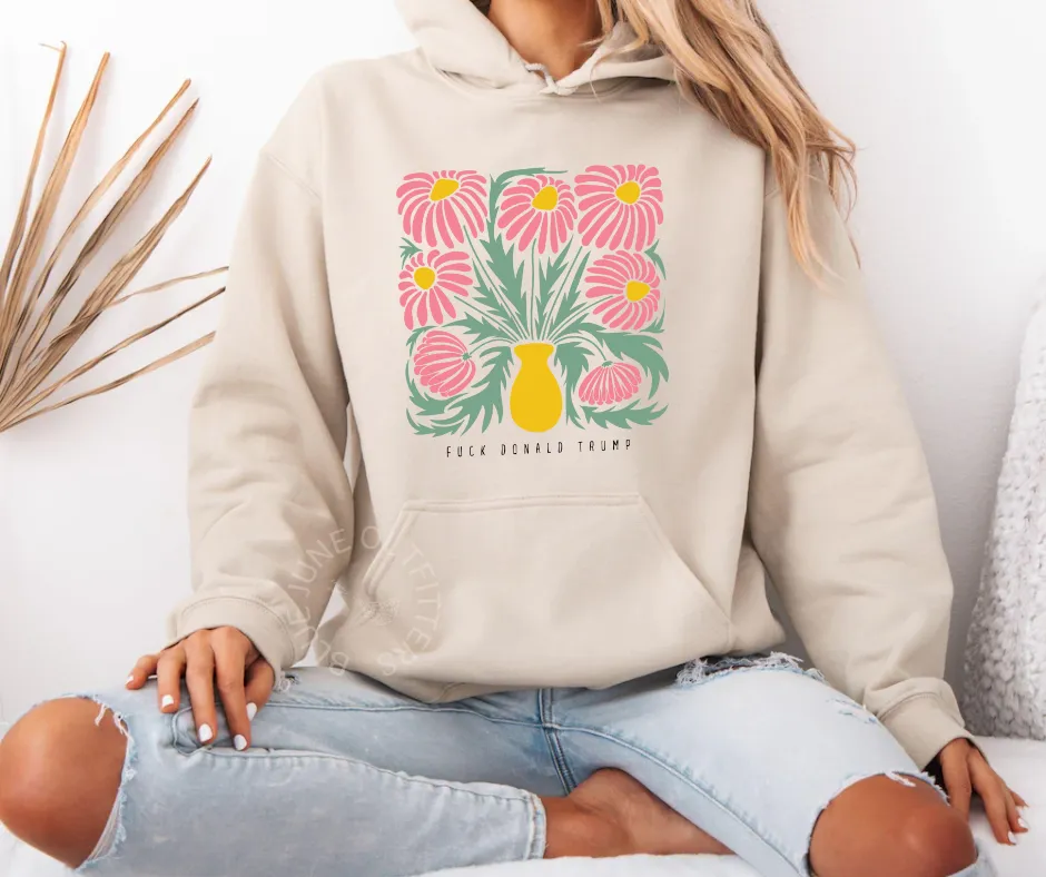 SUBTLE ANTI TRUMP HOODIE | AESTHETIC FLORAL HOODIE | SUBTLE FDT FEMINIST SHIRT