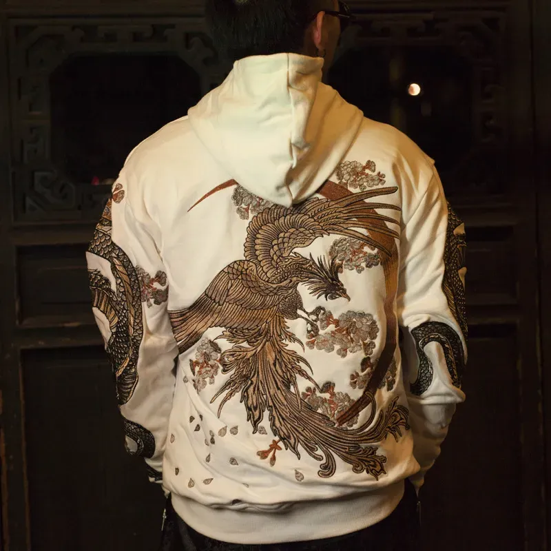 Sweater Dragon Phoenix Hooded Retro Pullover Sweater