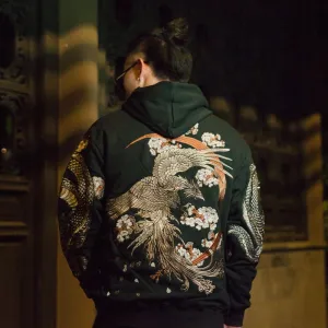 Sweater Dragon Phoenix Hooded Retro Pullover Sweater