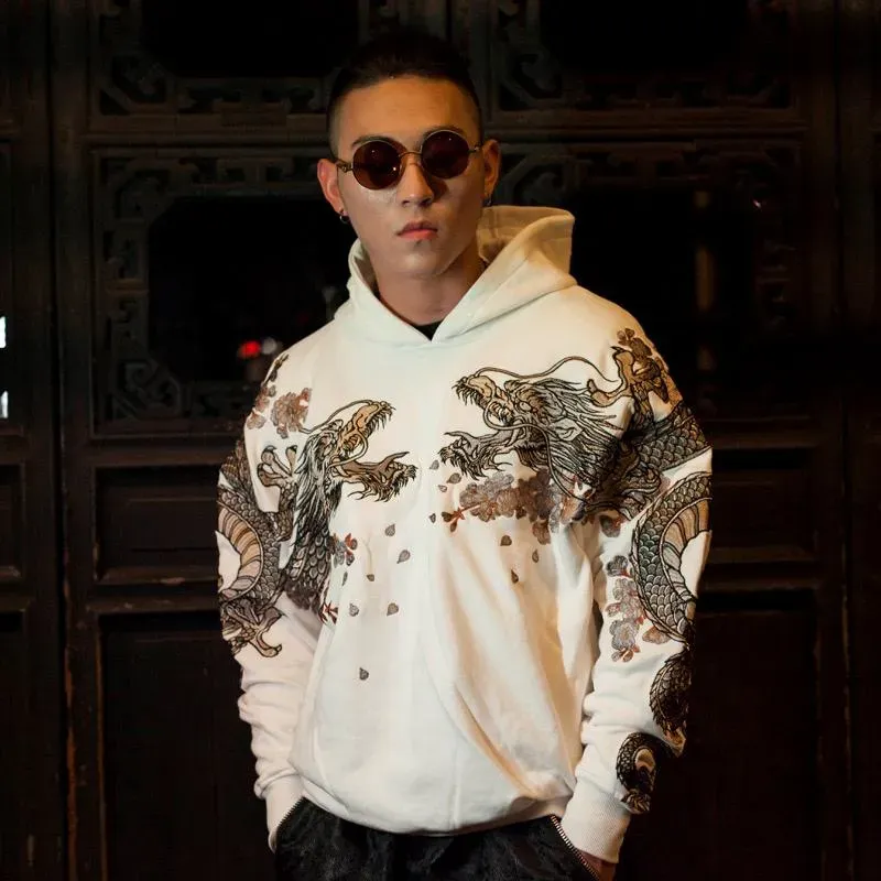 Sweater Dragon Phoenix Hooded Retro Pullover Sweater