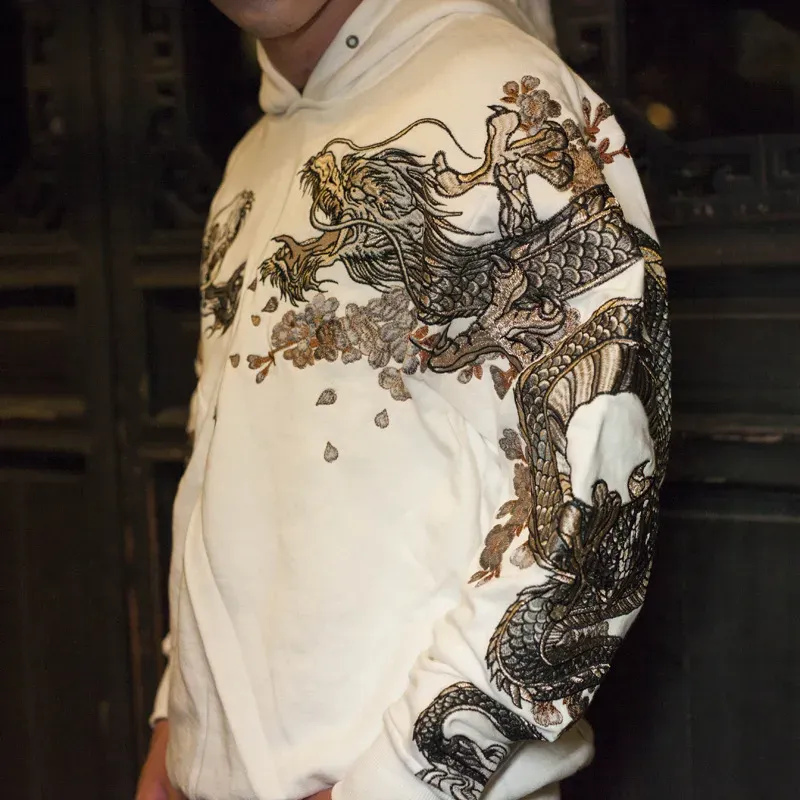 Sweater Dragon Phoenix Hooded Retro Pullover Sweater