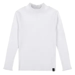 WHITE RIB TURTLE NECK TOP