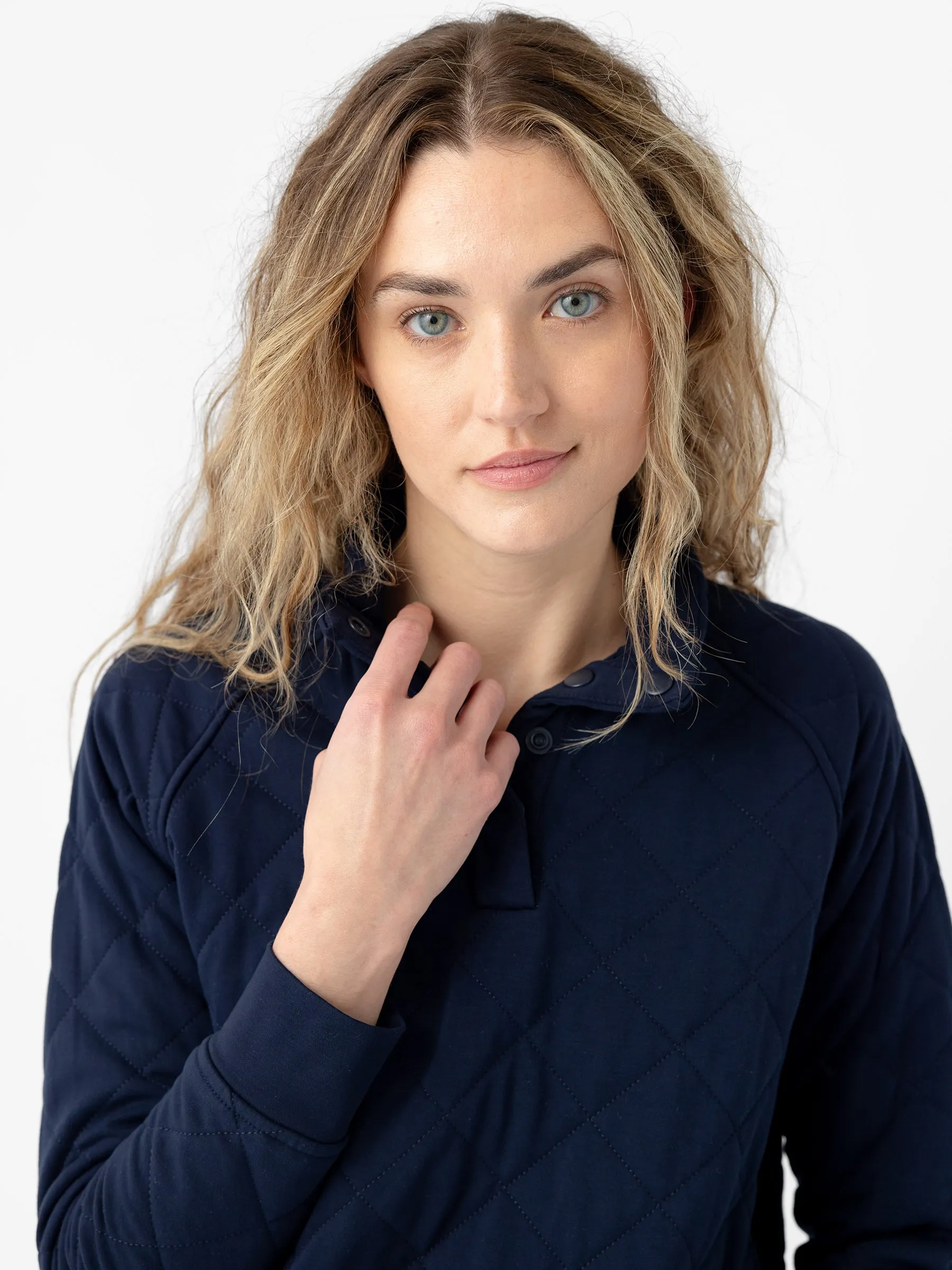 Women's Brushed Bamboo Quilted Snap Pullover