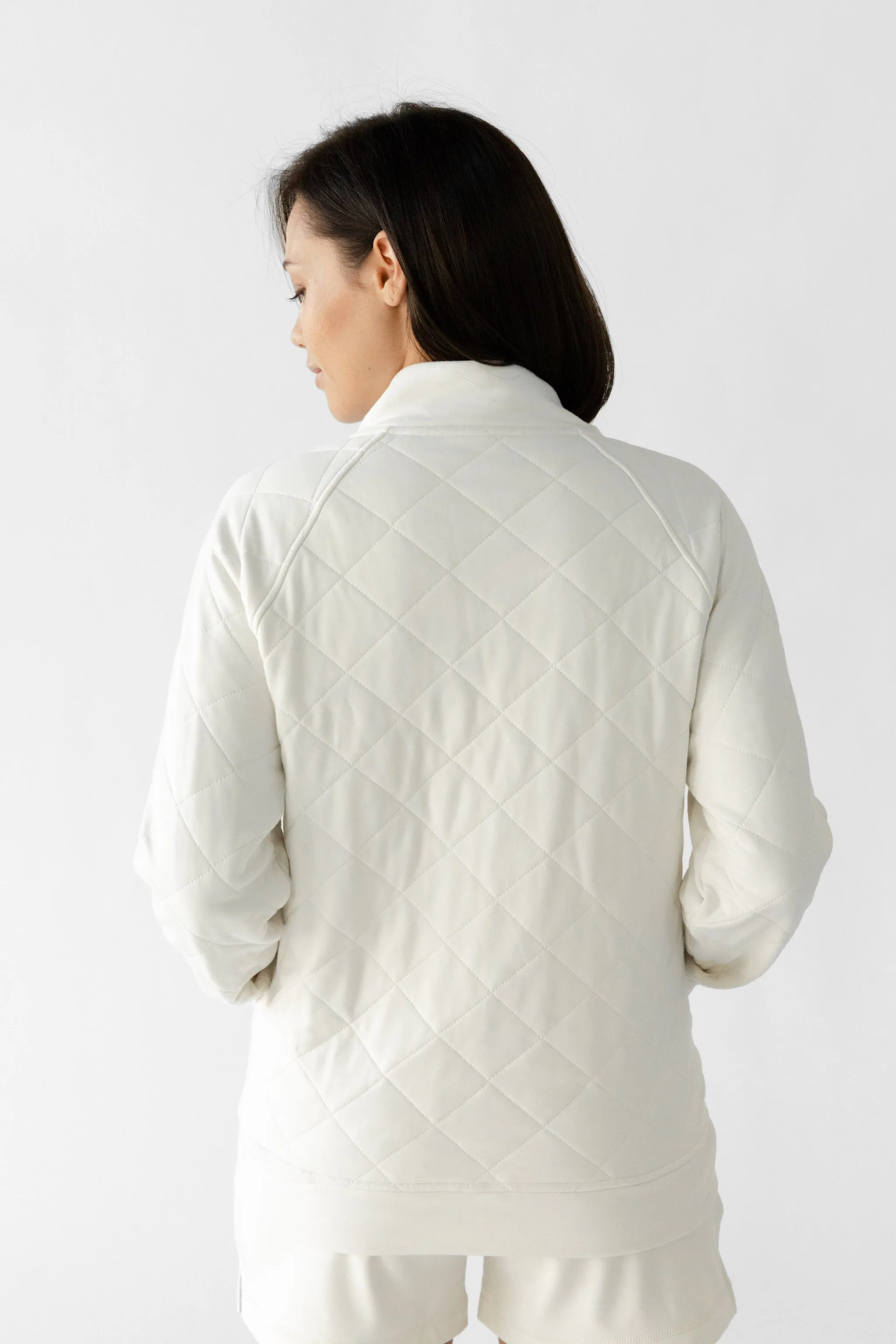 Women's Brushed Bamboo Quilted Snap Pullover