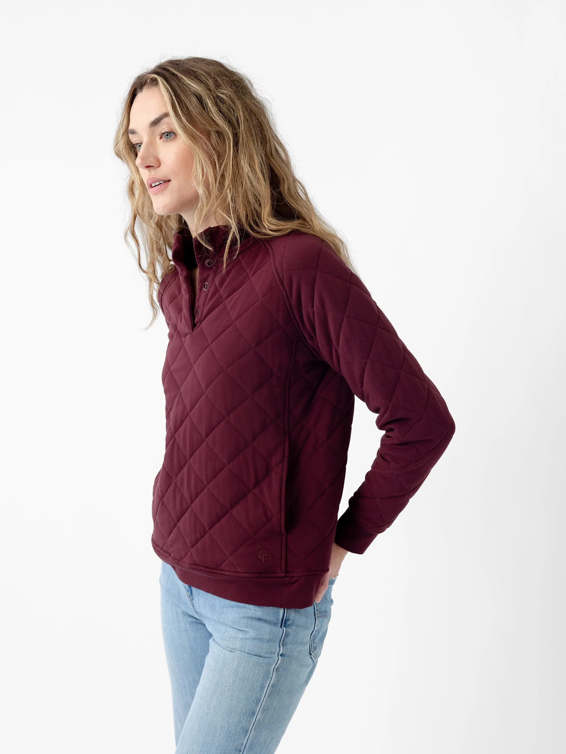 Women's Brushed Bamboo Quilted Snap Pullover