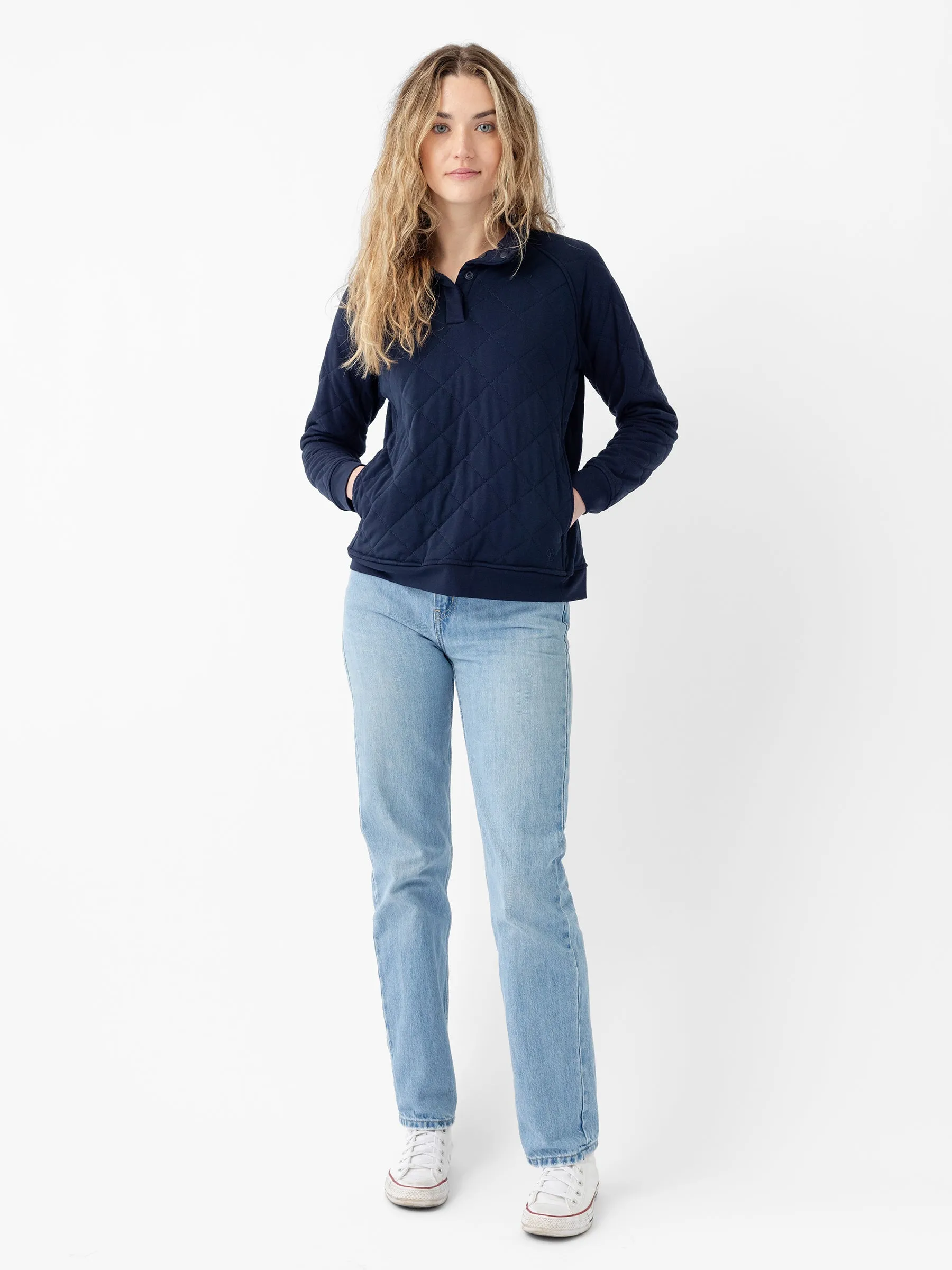 Women's Brushed Bamboo Quilted Snap Pullover