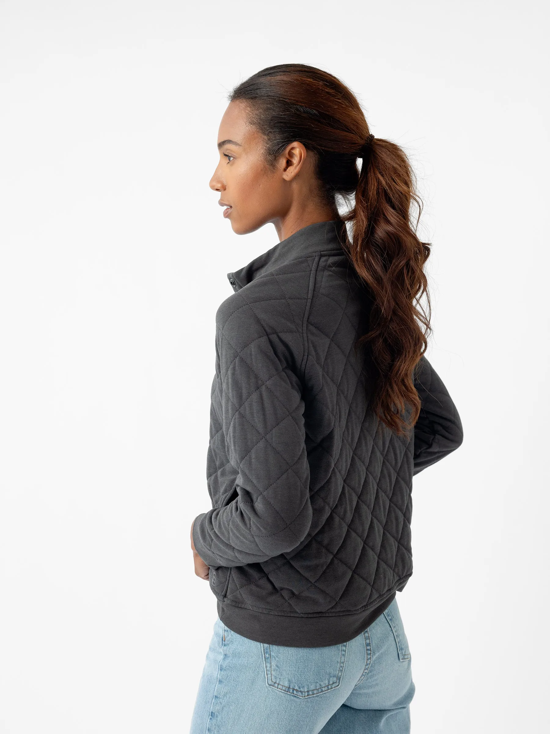 Women's Brushed Bamboo Quilted Snap Pullover
