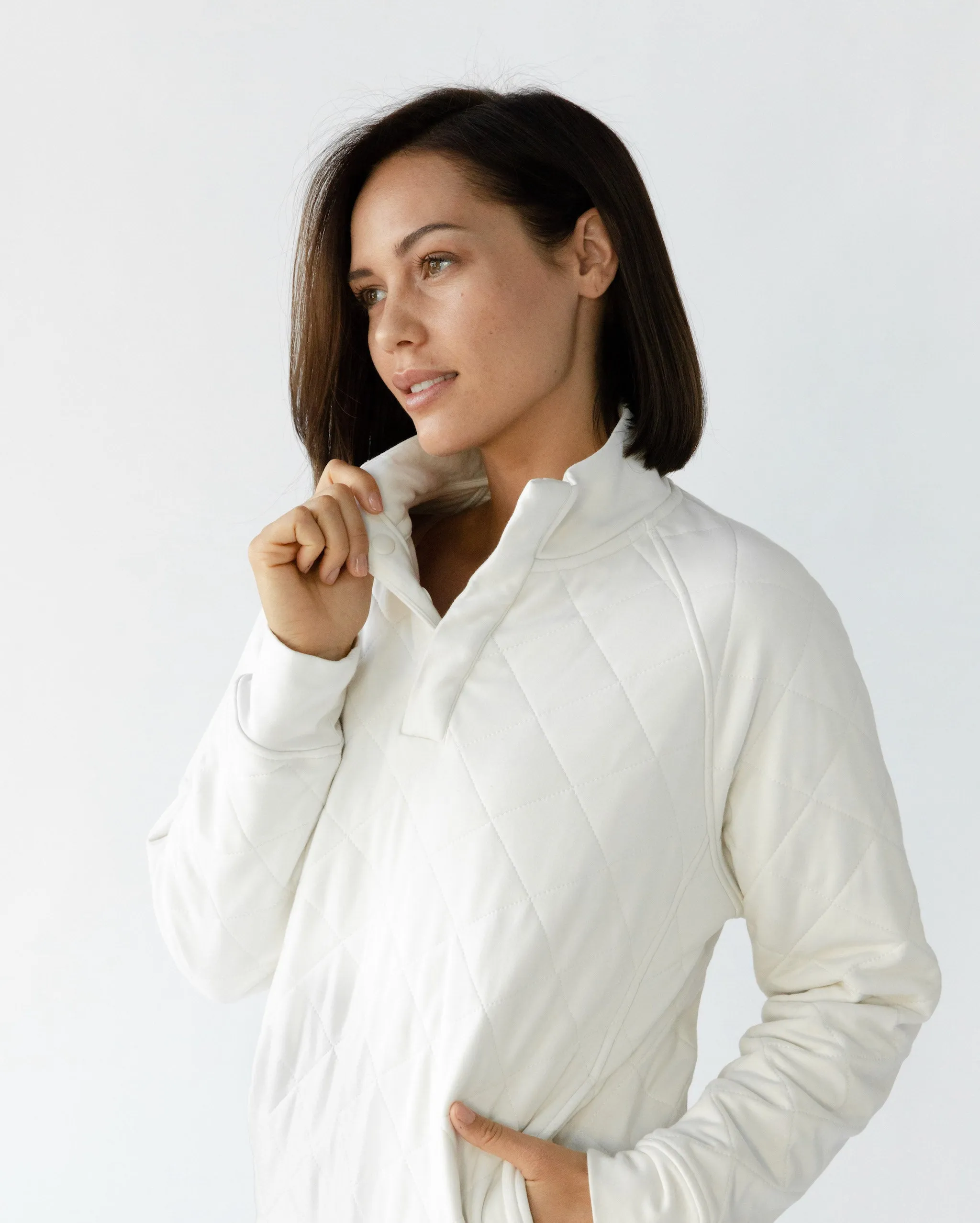 Women's Brushed Bamboo Quilted Snap Pullover