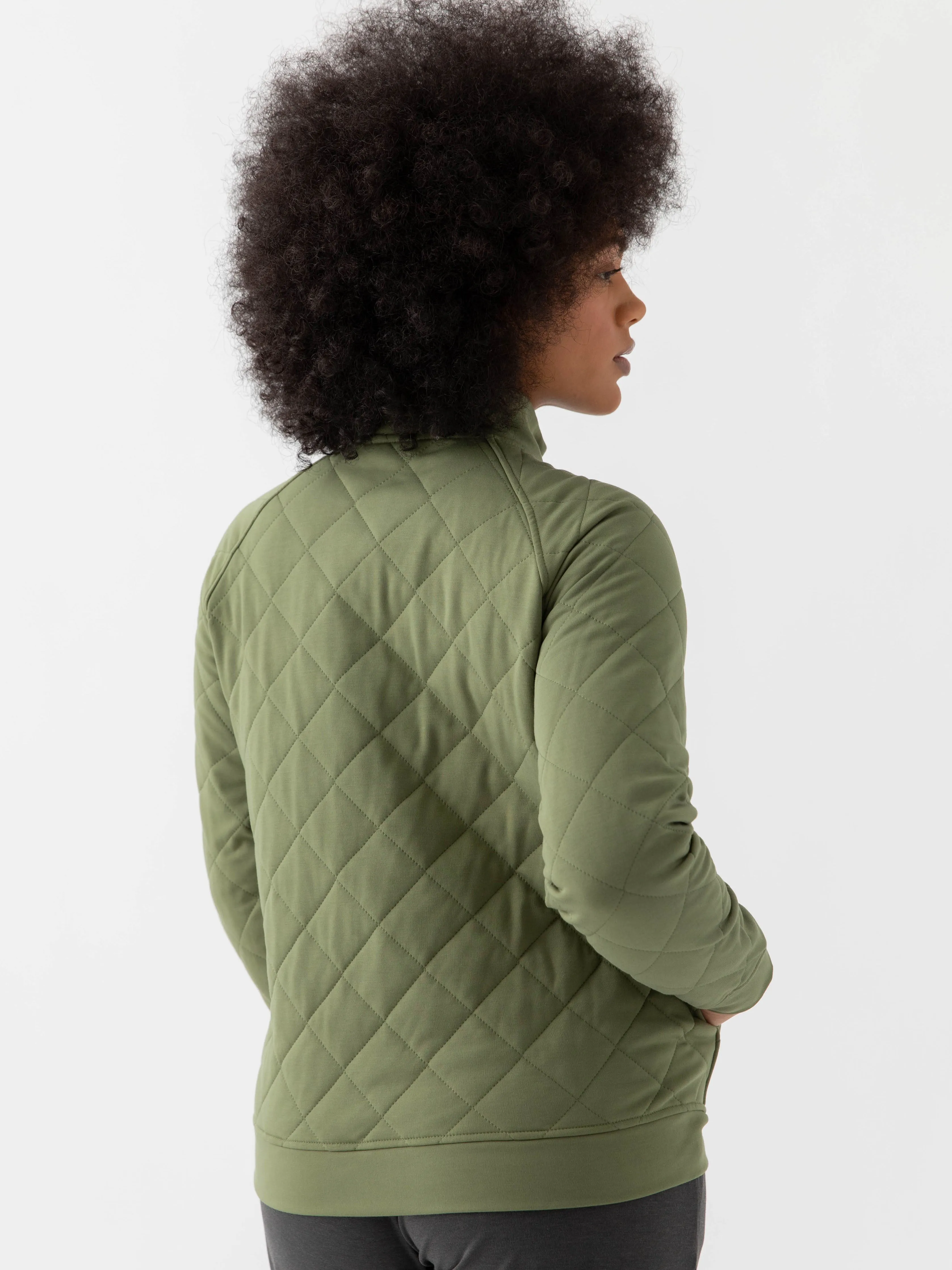 Women's Brushed Bamboo Quilted Snap Pullover
