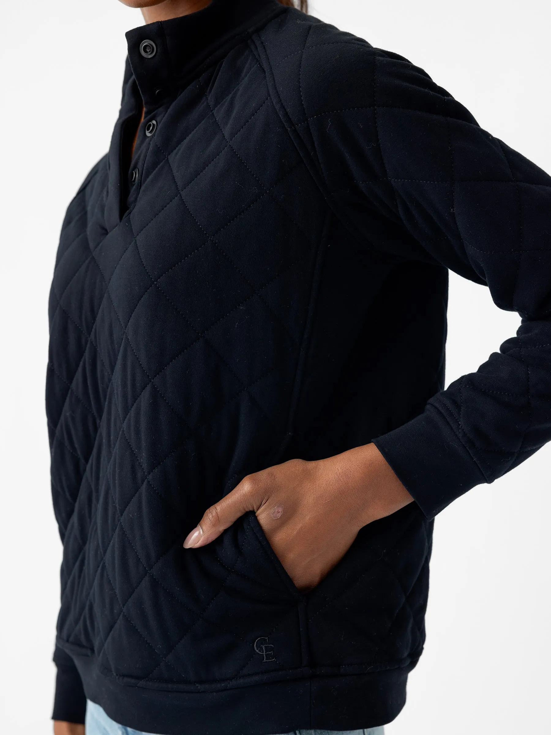 Women's Brushed Bamboo Quilted Snap Pullover