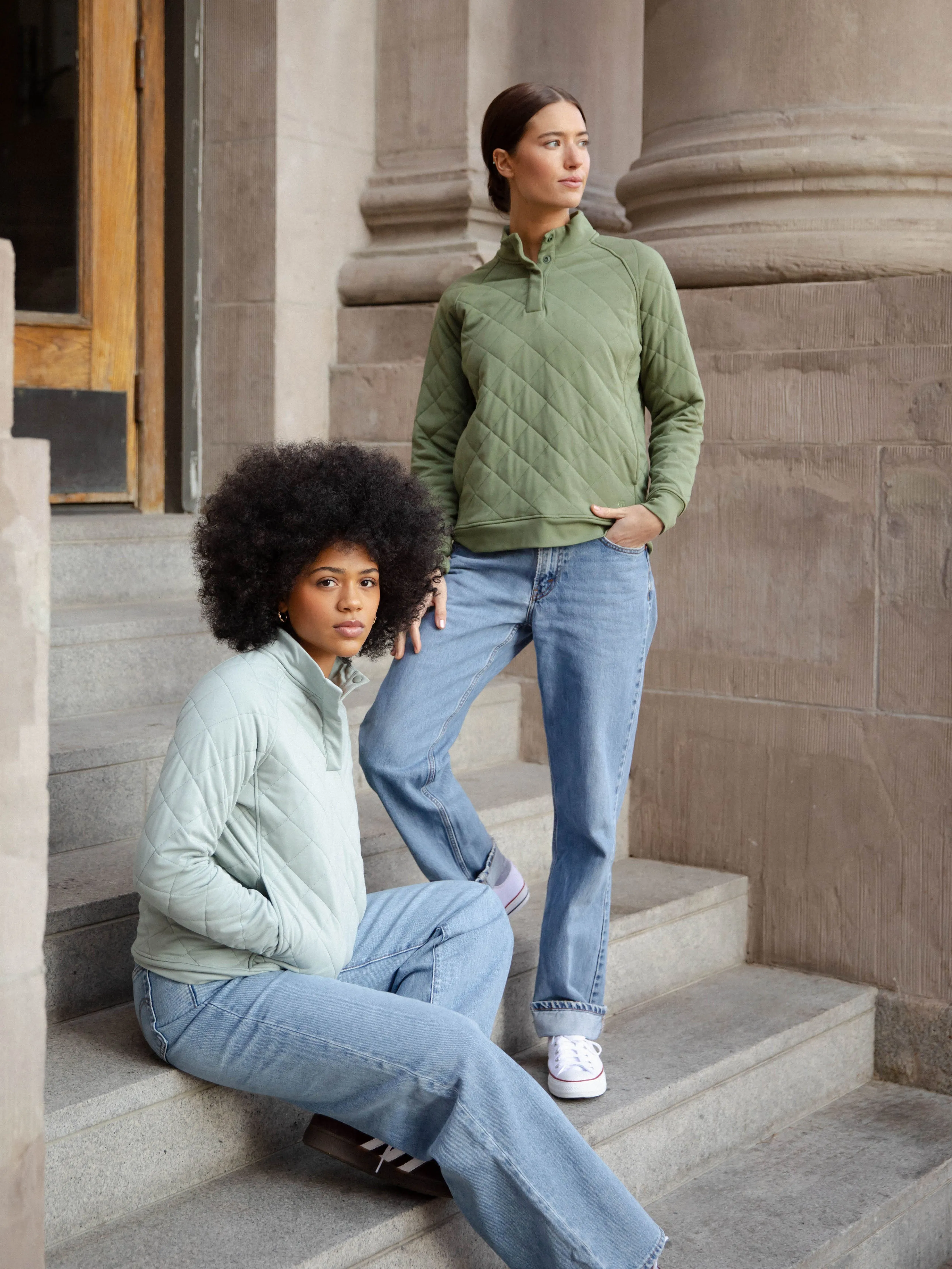 Women's Brushed Bamboo Quilted Snap Pullover