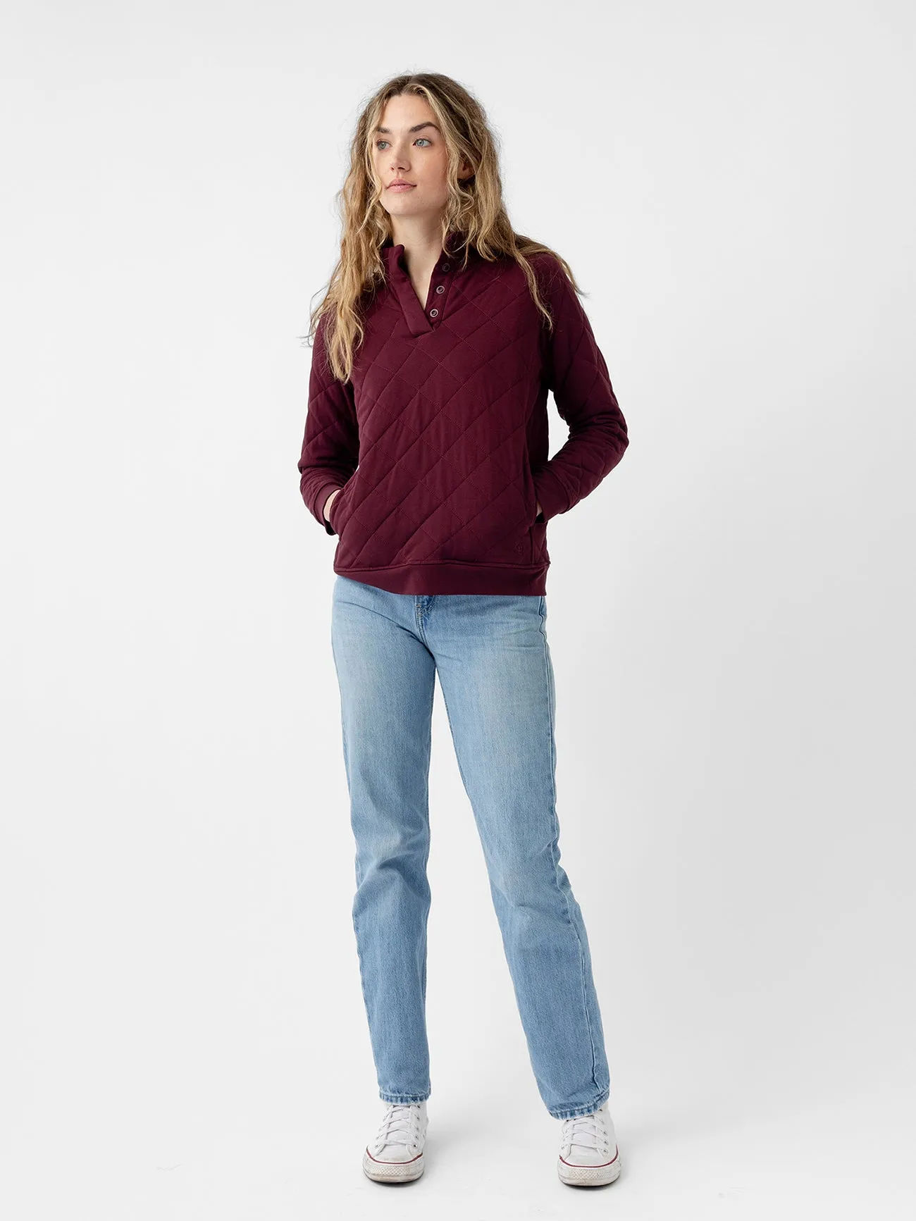 Women's Brushed Bamboo Quilted Snap Pullover