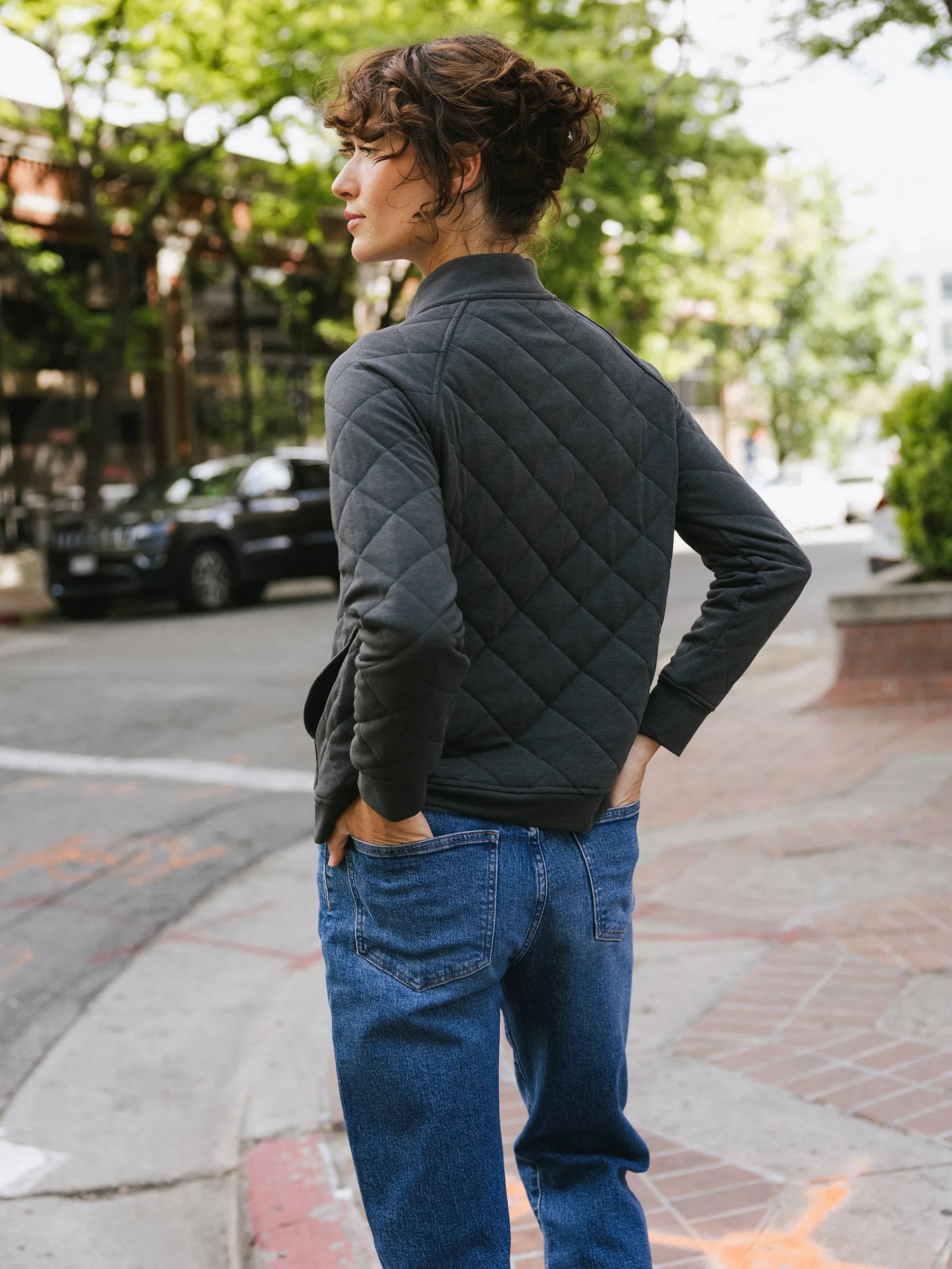 Women's Brushed Bamboo Quilted Snap Pullover