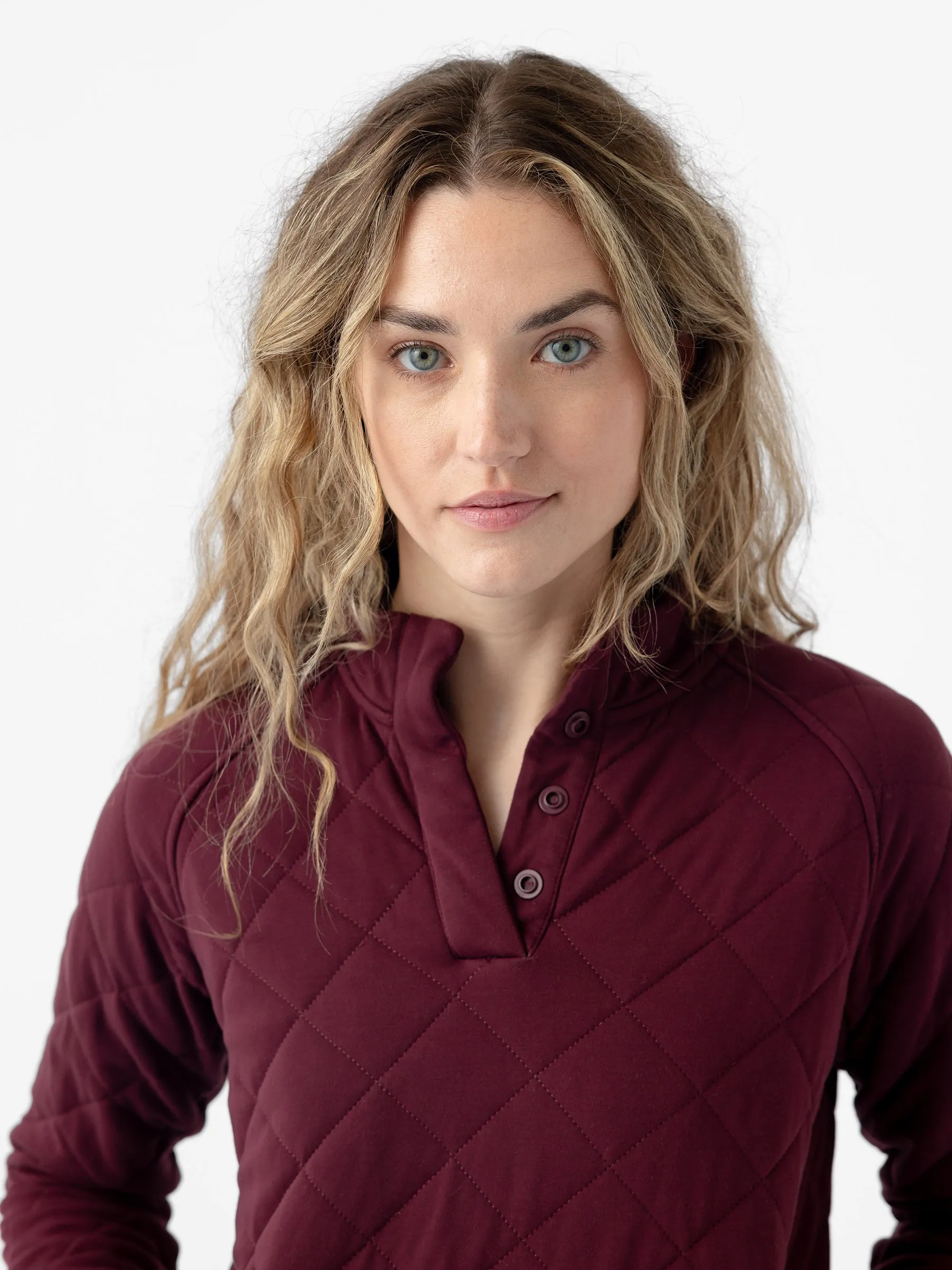 Women's Brushed Bamboo Quilted Snap Pullover