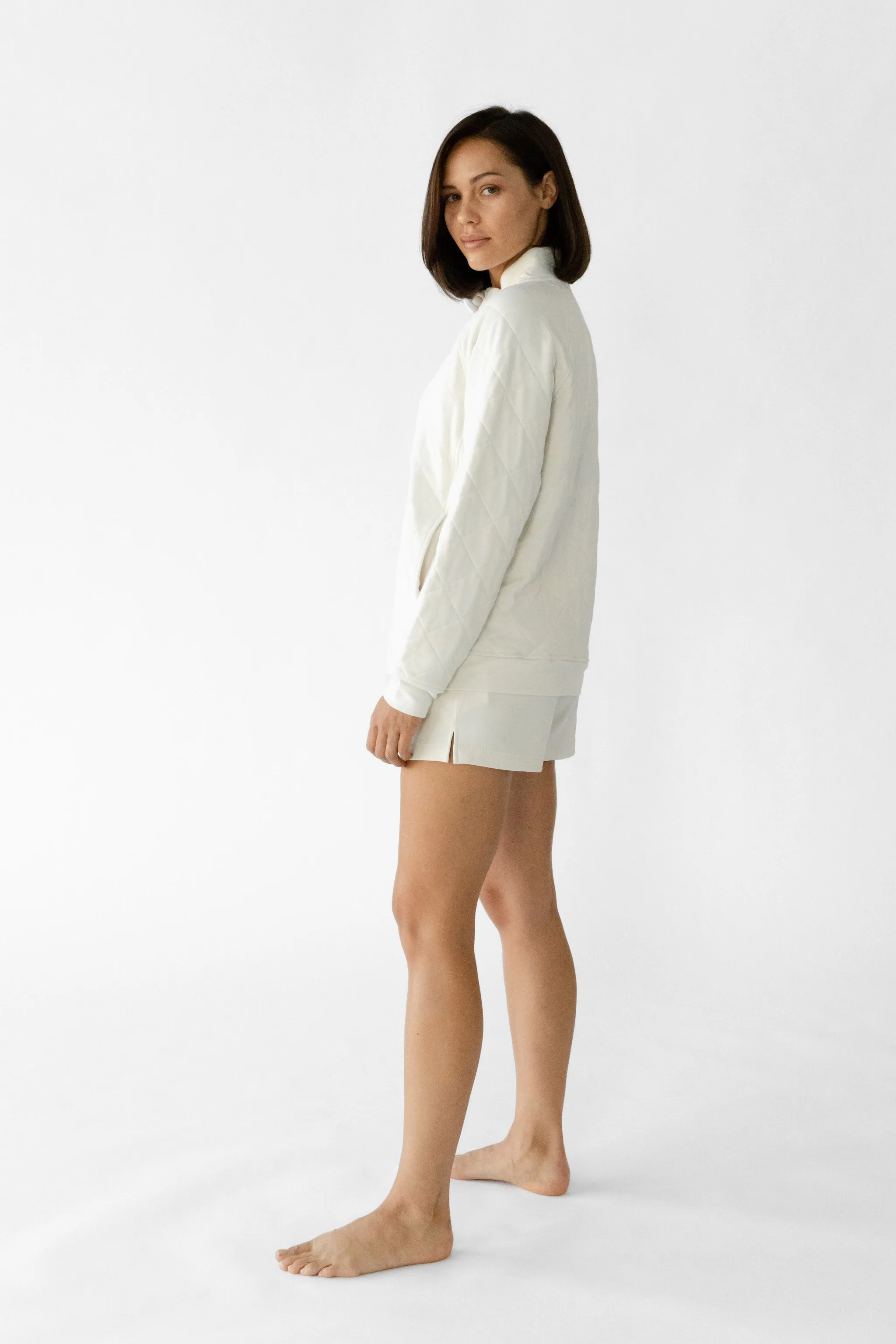 Women's Brushed Bamboo Quilted Snap Pullover